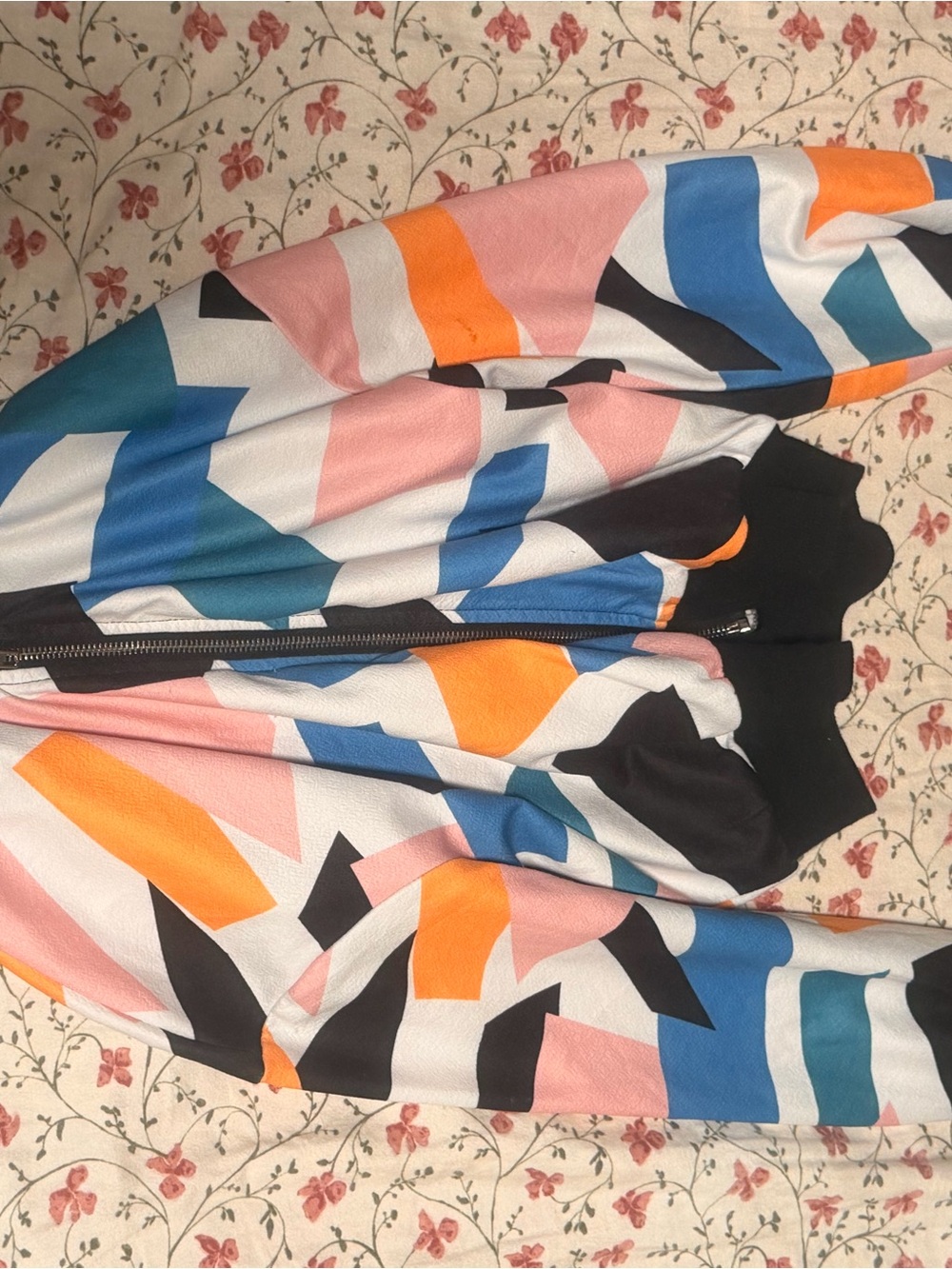 SHEIN Multicolor Geometric Colorblock Bomber Jacket - Picture 15 of 15